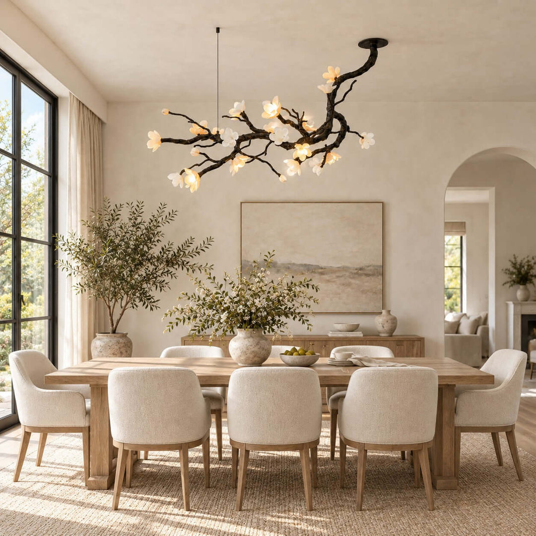 Jorvelle Linear Chandelier Black Ceramic for Dining Room Spaces