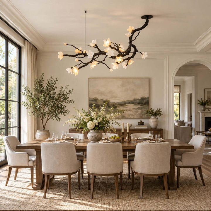 Jorvelle Linear Chandelier Black Ceramic for Dining Room Spaces