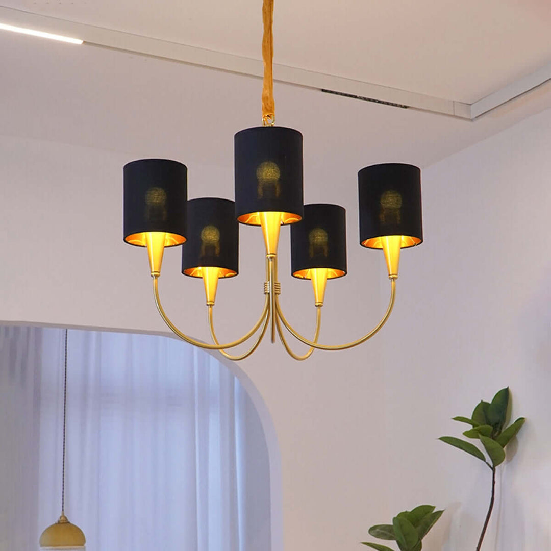 Jovarna Chandelier – Medieval Vintage Brass Fabric Chandelier