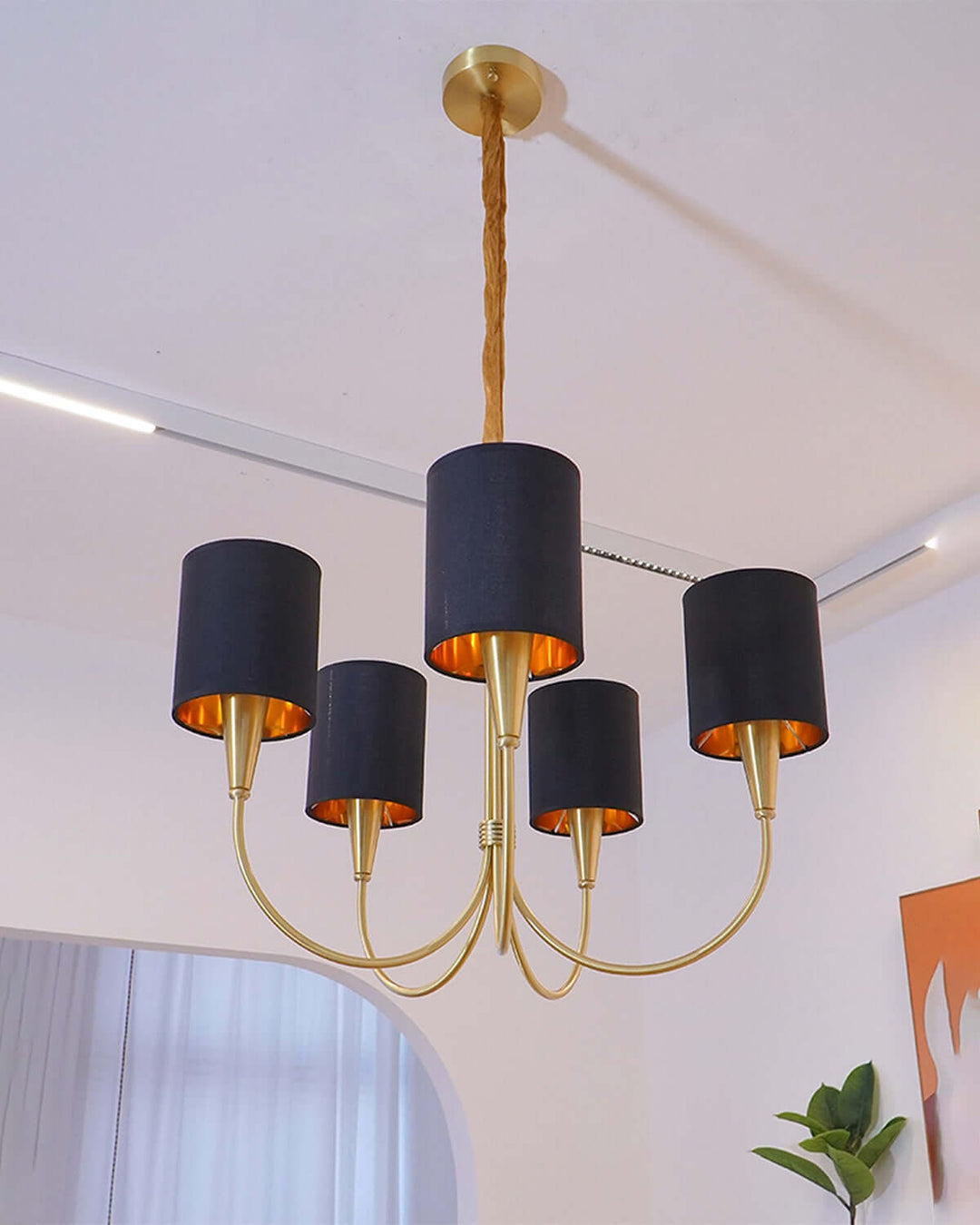 Jovarna Chandelier – Medieval Vintage Brass Fabric Chandelier