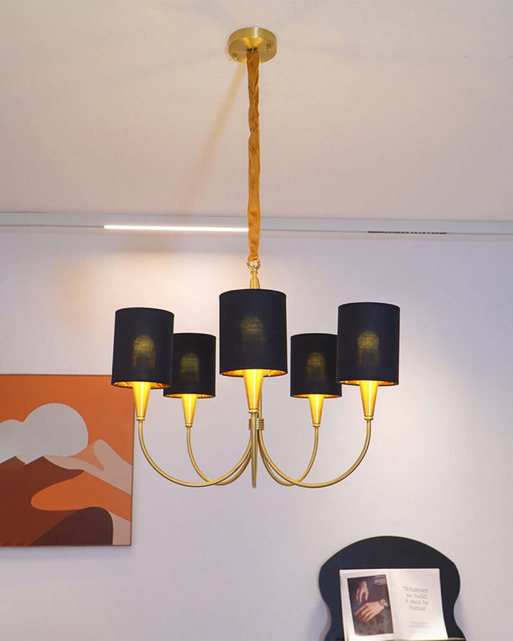 Jovarna Chandelier – Medieval Vintage Brass Fabric Chandelier