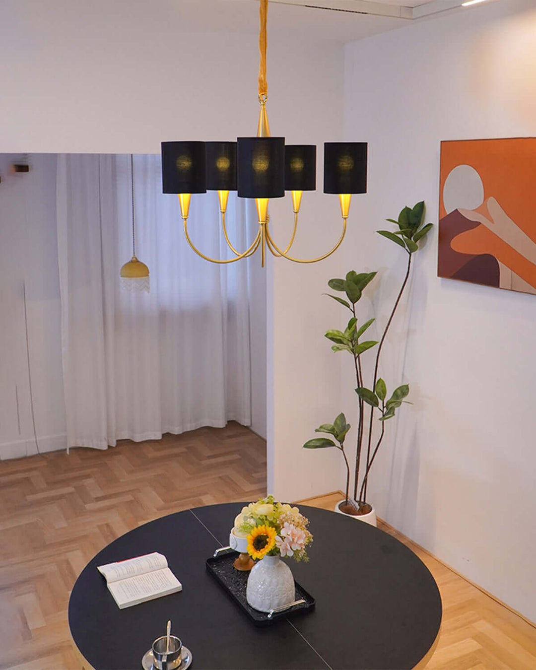 Jovarna Chandelier – Medieval Vintage Brass Fabric Chandelier