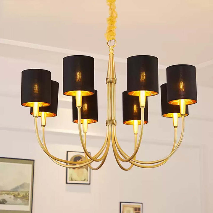 Jovarna Chandelier – Medieval Vintage Brass Fabric Chandelier