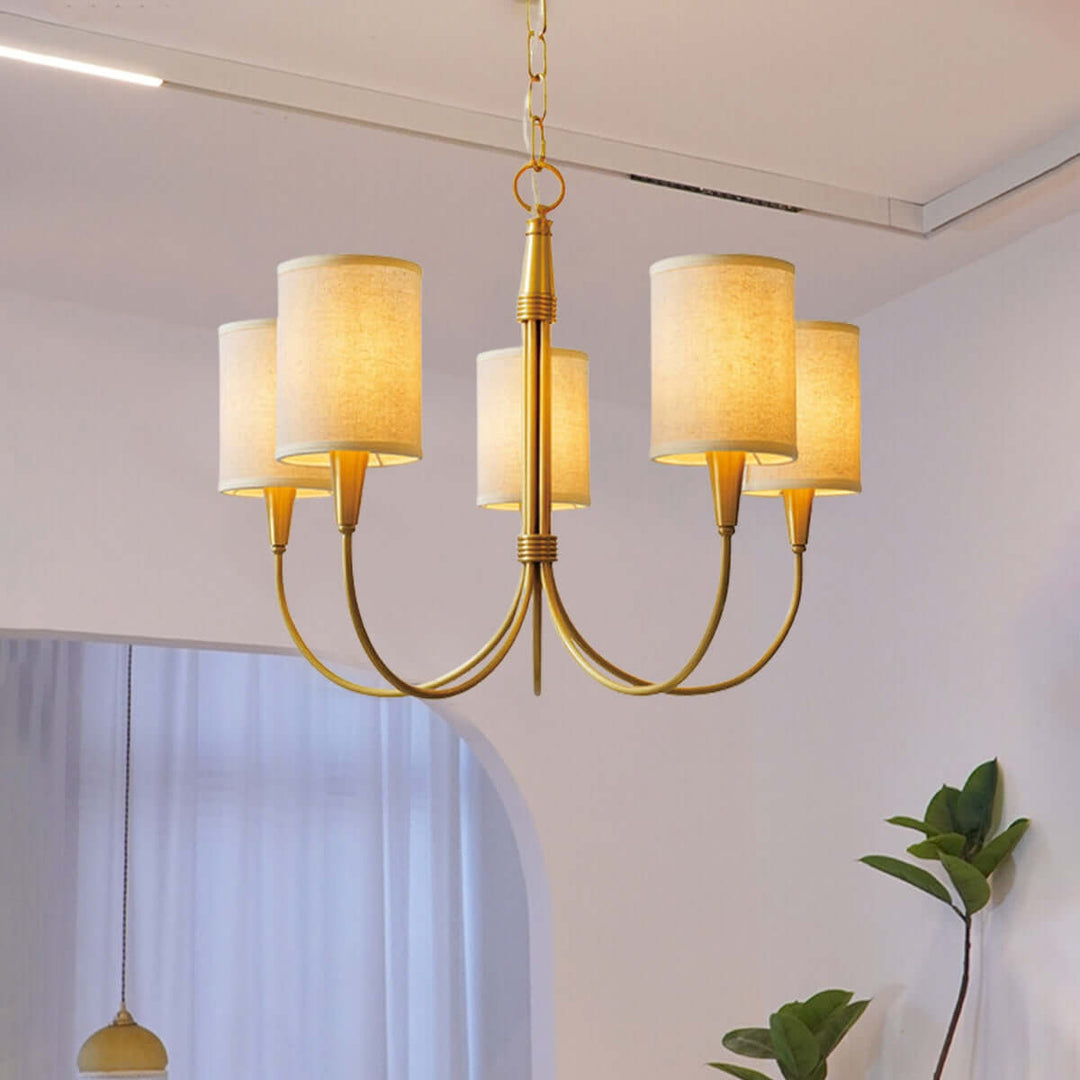 Jovarna Chandelier – Medieval Vintage Brass Fabric Chandelier