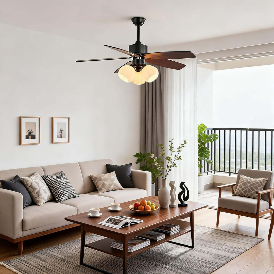 Juvora Ceiling Fan Light A | Modern Glass Living Room