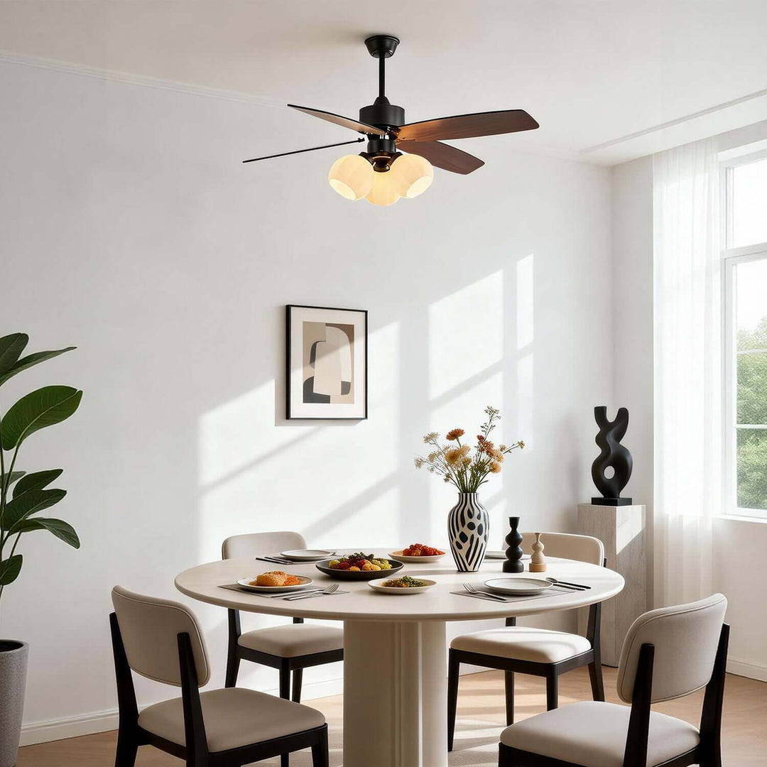 Juvora Ceiling Fan Light A | Modern Glass Living Room