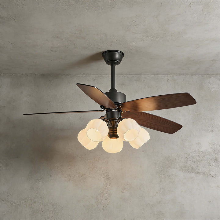 Juvora Ceiling Fan Light A | Modern Glass Living Room