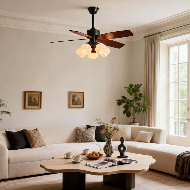 Juvora Ceiling Fan Light A | Modern Glass Living Room