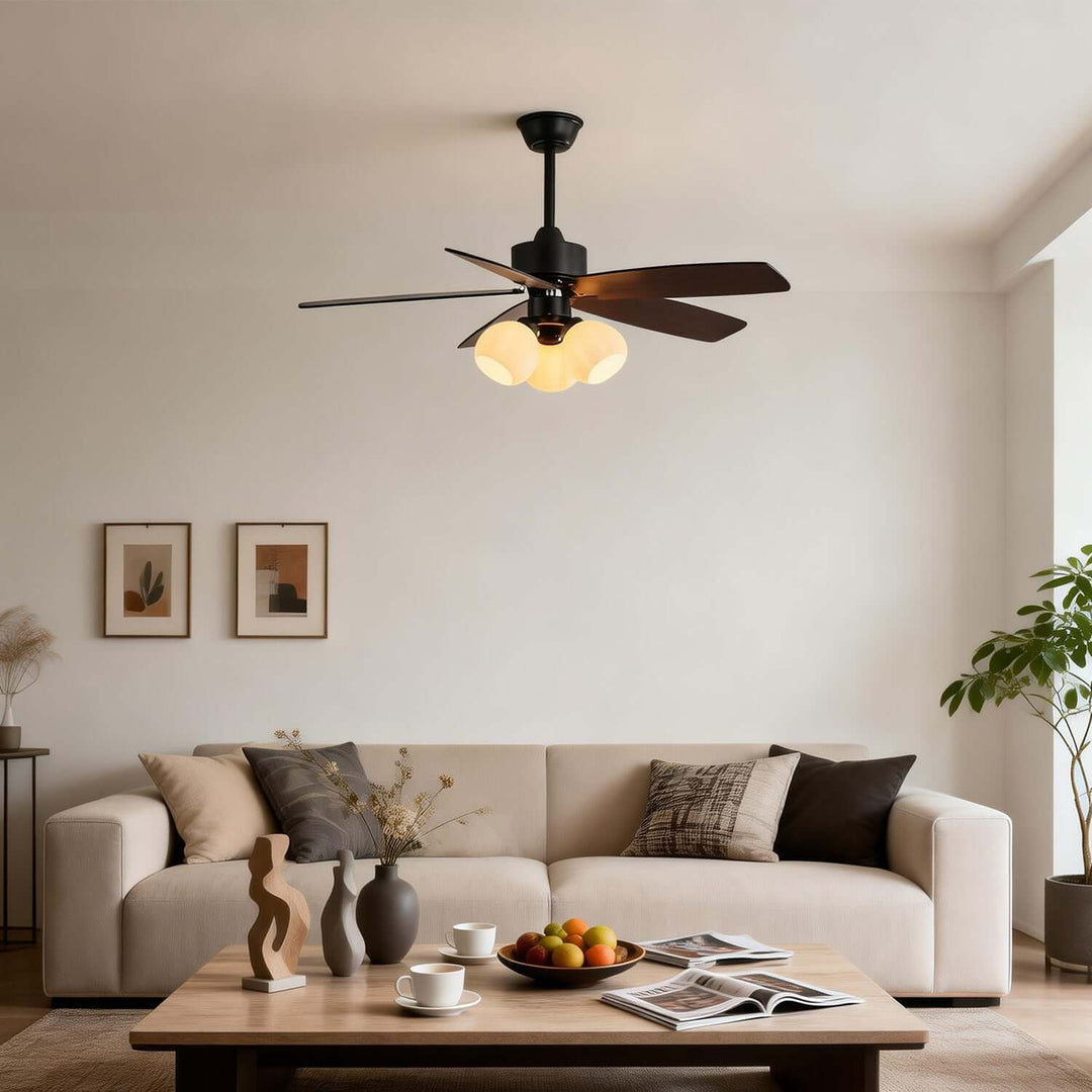 Juvora Ceiling Fan Light A | Modern Glass Living Room