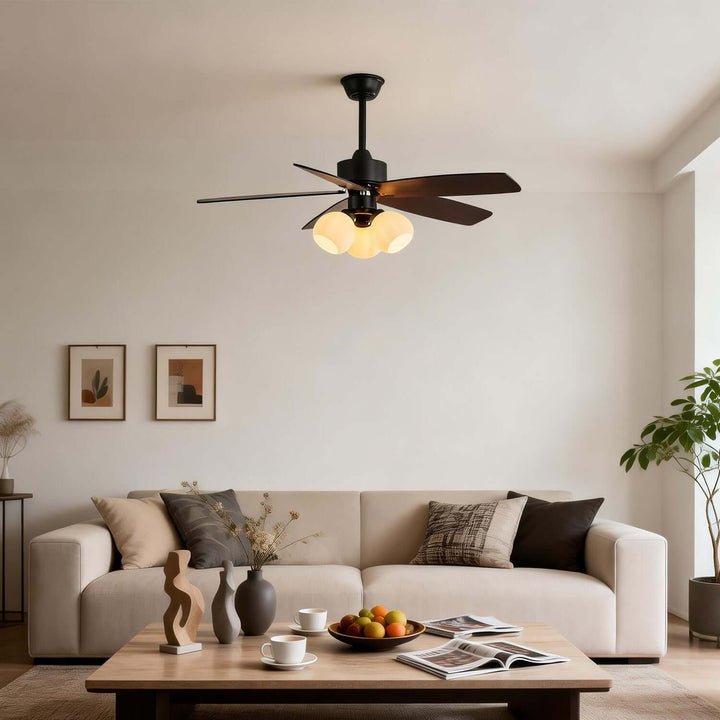 Juvora Ceiling Fan Light A | Modern Glass Living Room
