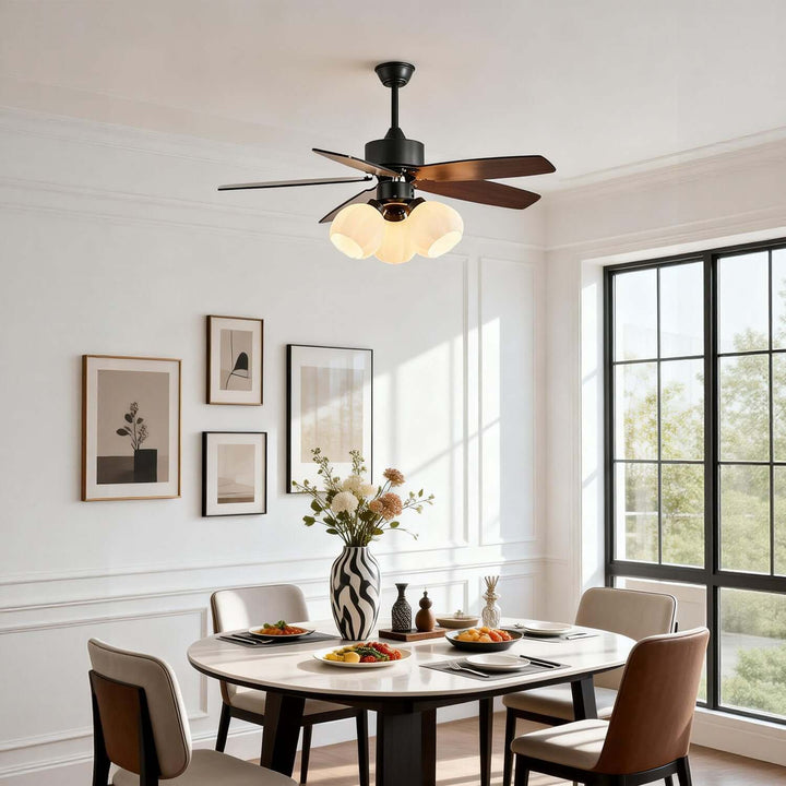 Juvora Ceiling Fan Light A | Modern Glass Living Room
