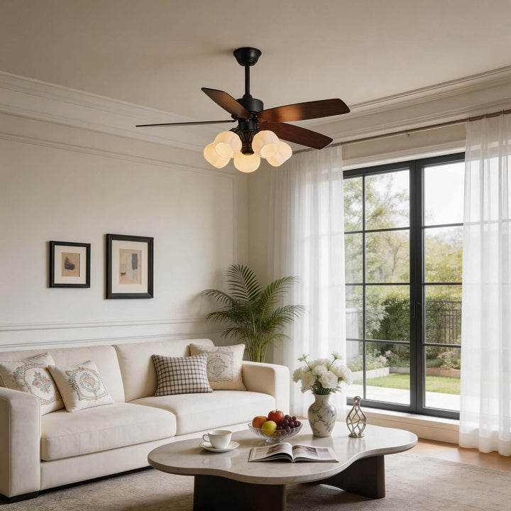 Juvora Ceiling Fan Light A | Modern Glass Living Room