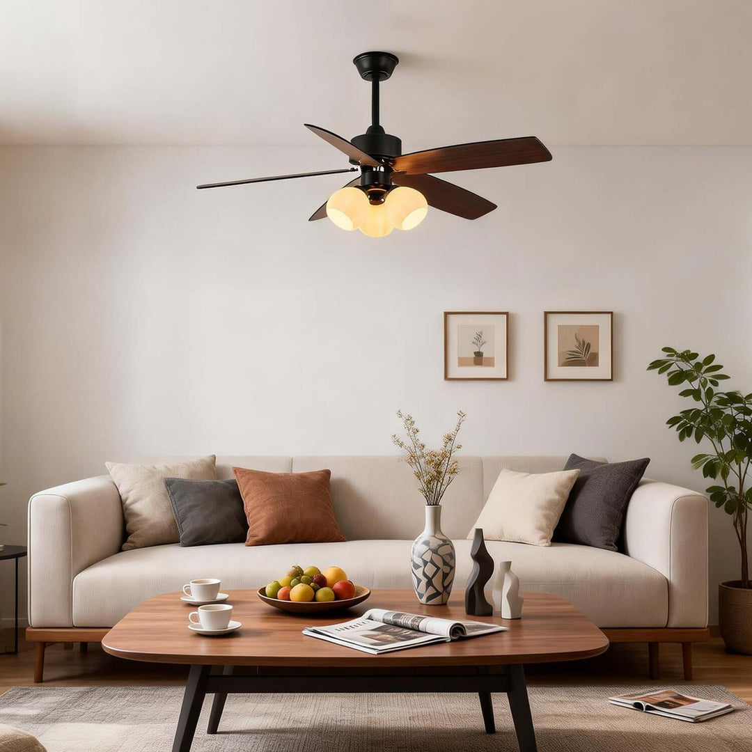 Juvora Ceiling Fan Light A | Modern Glass Living Room