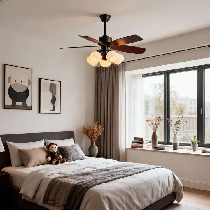 Juvora Ceiling Fan Light A | Modern Glass Living Room