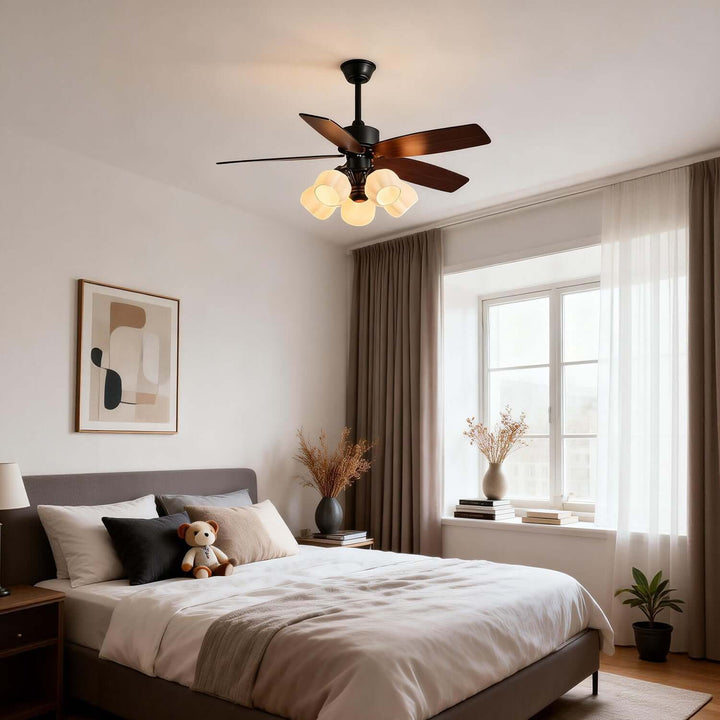 Juvora Ceiling Fan Light A | Modern Glass Living Room