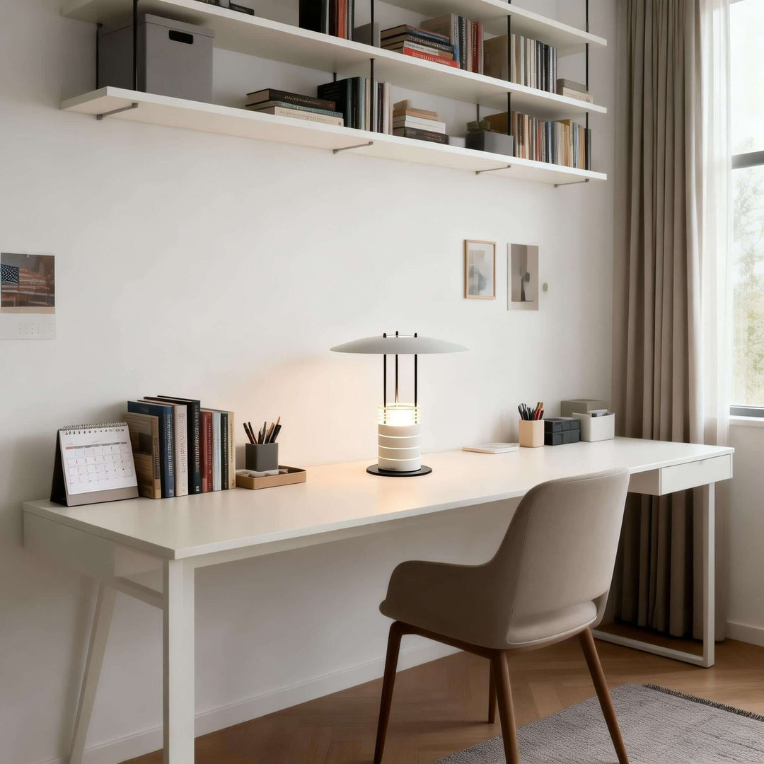 Juxar Table Lamp – Cream Minimalist Office Table Lamp