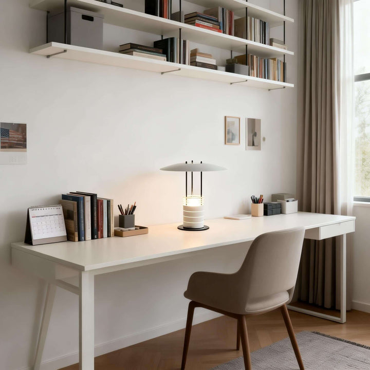 Juxar Table Lamp – Cream Minimalist Office Table Lamp