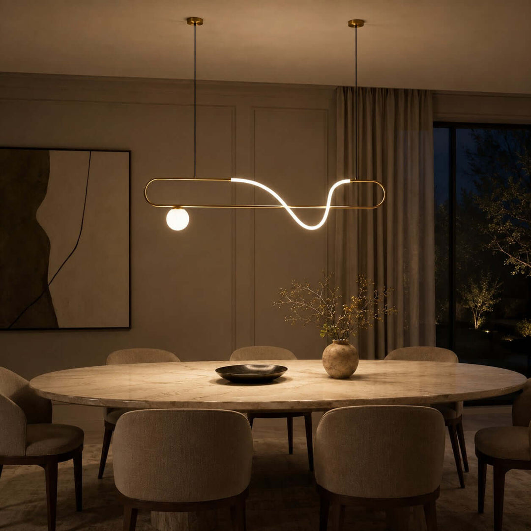 Gold Linear Chandelier for Dining Rooms and Kitchen Islands | Vinlighting