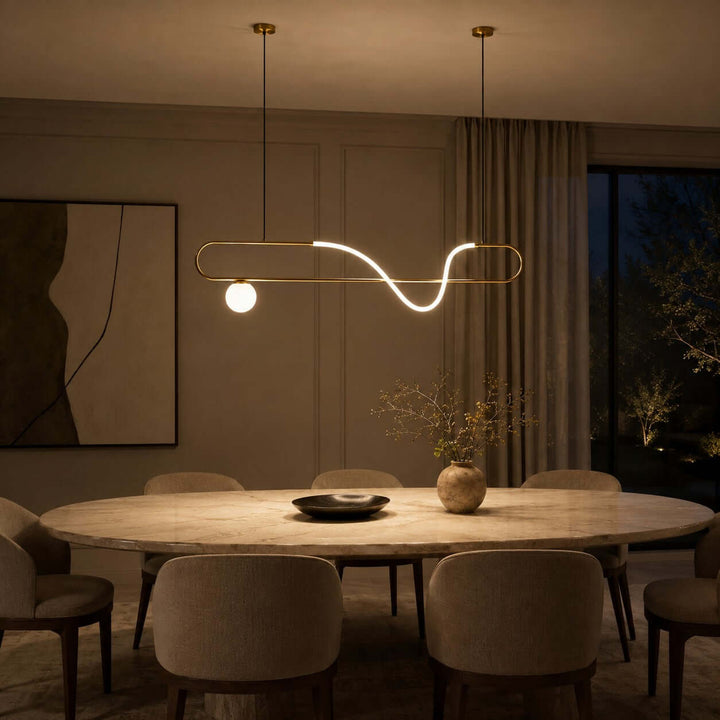 Gold Linear Chandelier for Dining Rooms and Kitchen Islands | Vinlighting
