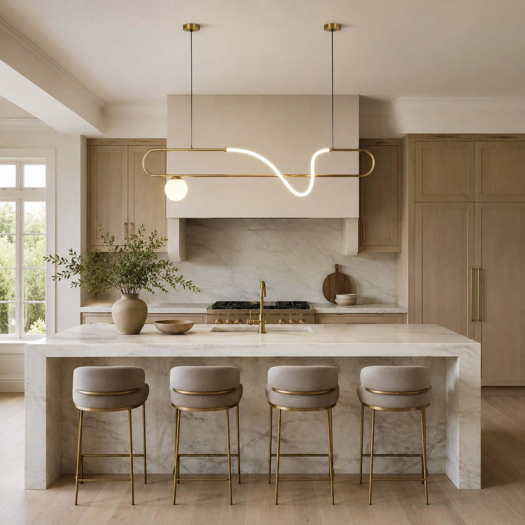 Gold Linear Chandelier for Dining Rooms and Kitchen Islands | Vinlighting
