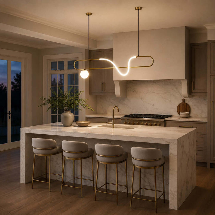Gold Linear Chandelier for Dining Rooms and Kitchen Islands | Vinlighting