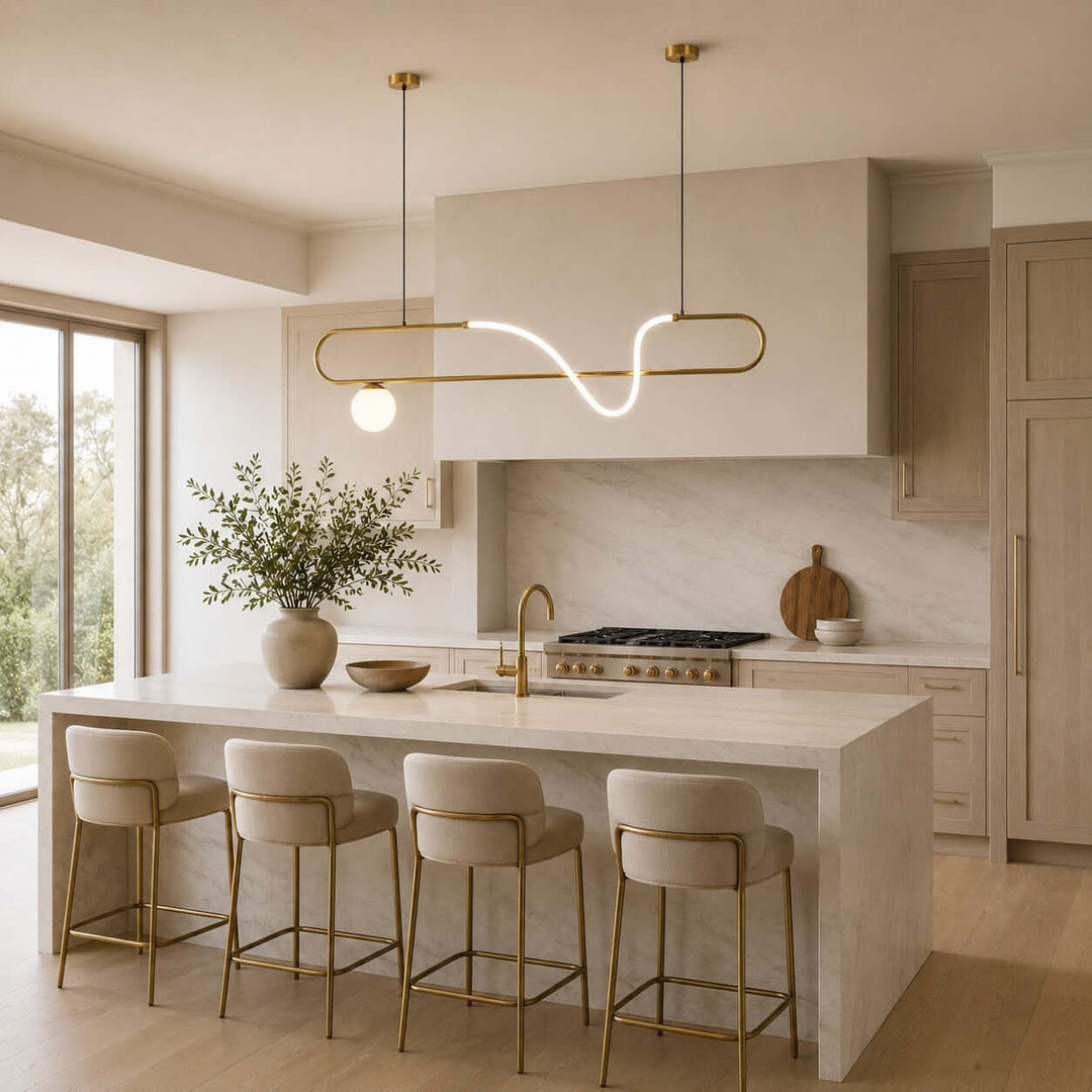 Gold Linear Chandelier for Dining Rooms and Kitchen Islands | Vinlighting