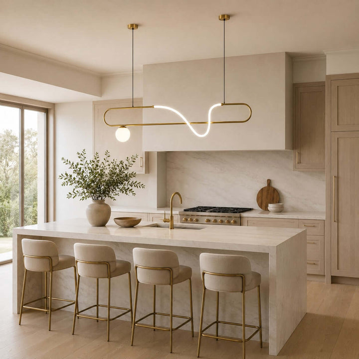 Gold Linear Chandelier for Dining Rooms and Kitchen Islands | Vinlighting