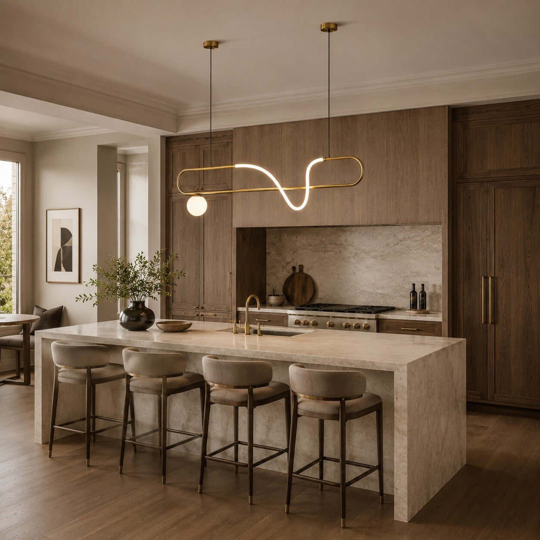 Gold Linear Chandelier for Dining Rooms and Kitchen Islands | Vinlighting