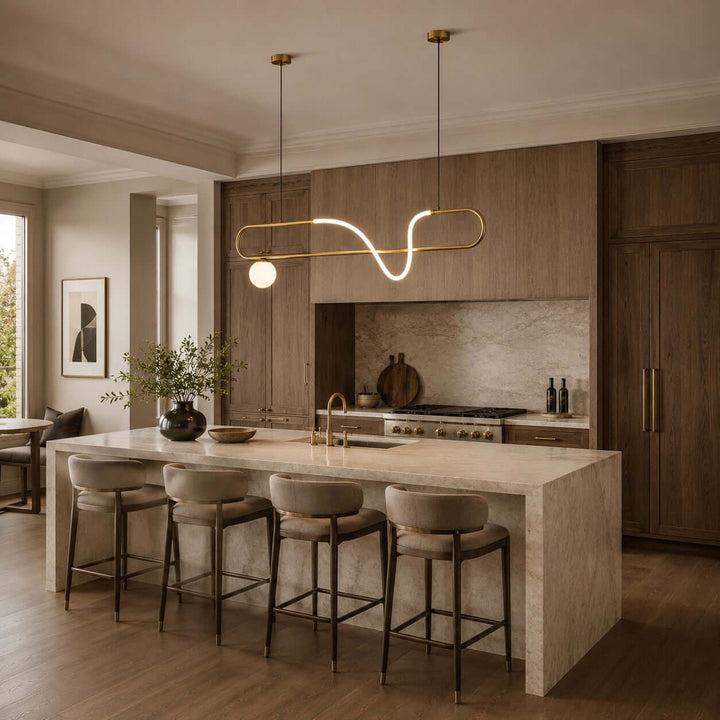 Gold Linear Chandelier for Dining Rooms and Kitchen Islands | Vinlighting