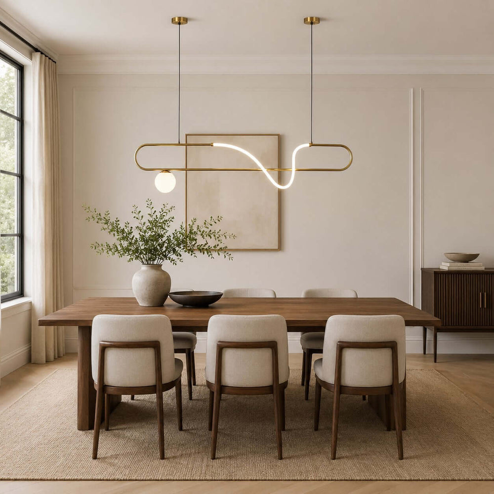 Gold Linear Chandelier for Dining Rooms and Kitchen Islands | Vinlighting
