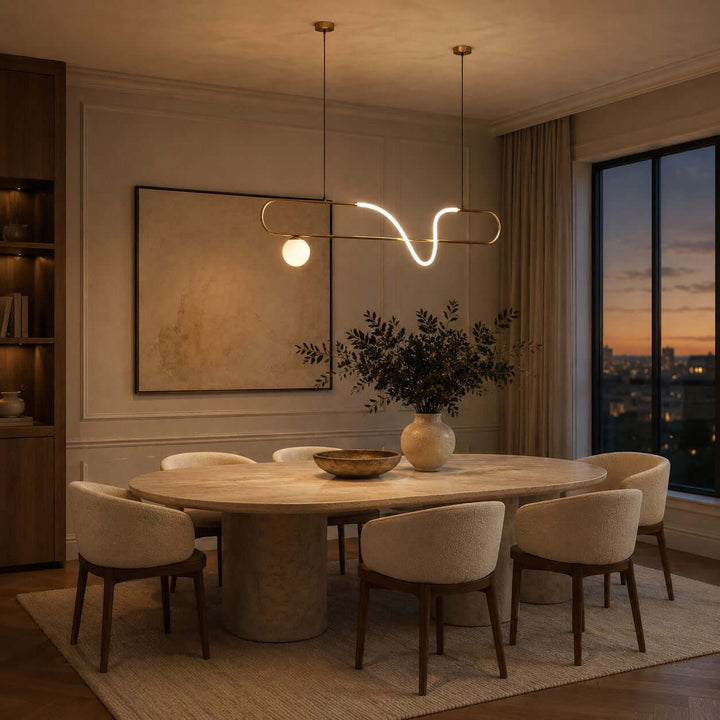 Gold Linear Chandelier for Dining Rooms and Kitchen Islands | Vinlighting
