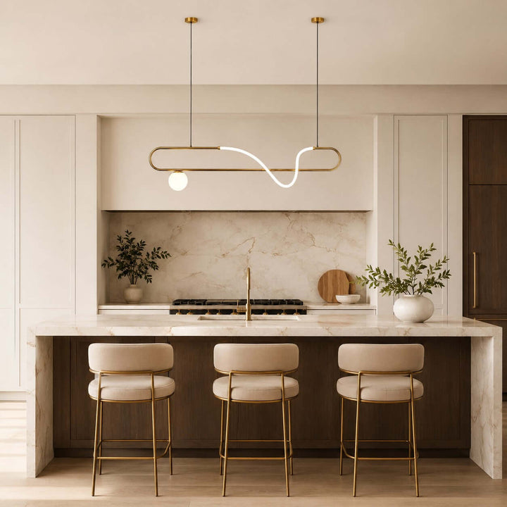 Gold Linear Chandelier for Dining Rooms and Kitchen Islands | Vinlighting
