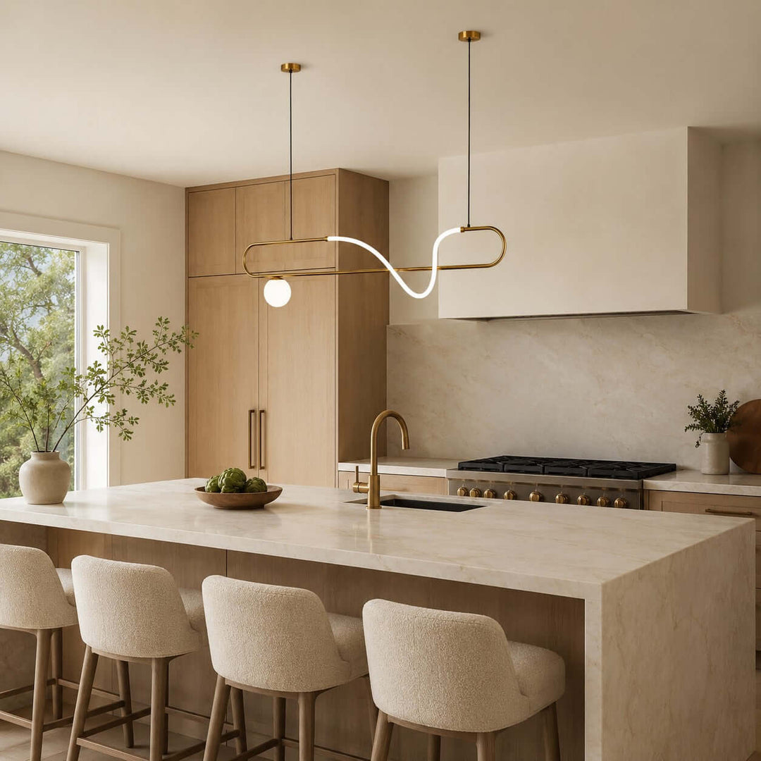 Gold Linear Chandelier for Dining Rooms and Kitchen Islands | Vinlighting