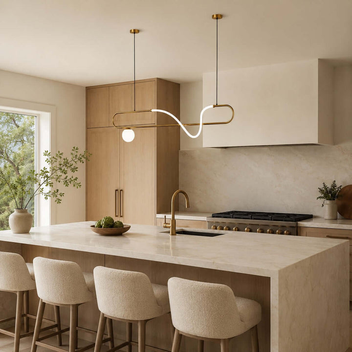 Gold Linear Chandelier for Dining Rooms and Kitchen Islands | Vinlighting