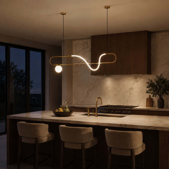 Gold Linear Chandelier for Dining Rooms and Kitchen Islands | Vinlighting
