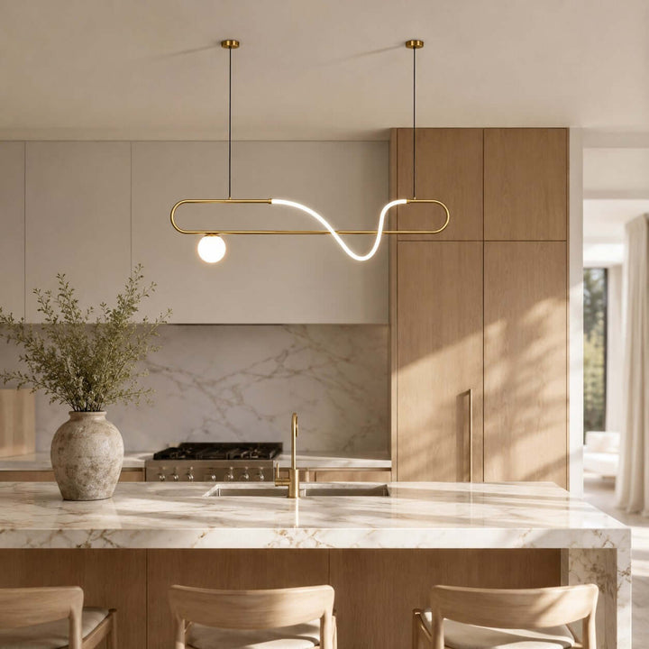 Gold Linear Chandelier for Dining Rooms and Kitchen Islands | Vinlighting