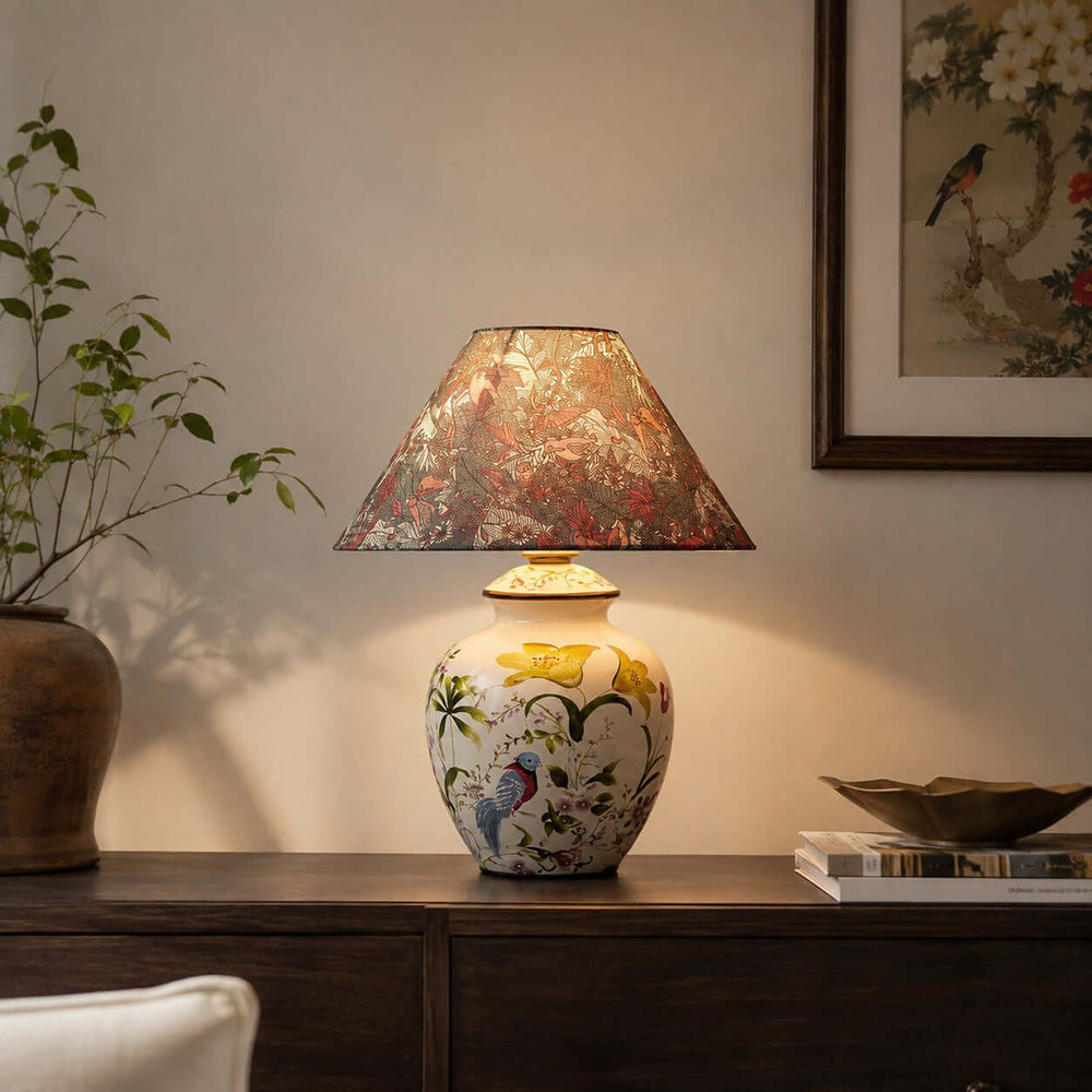 Kelmira Table Lamp | Traditional Bird and Botanical Accent Lamp