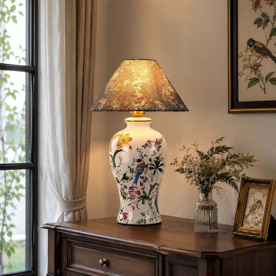 Kelmira Table Lamp | Traditional Bird and Botanical Accent Lamp