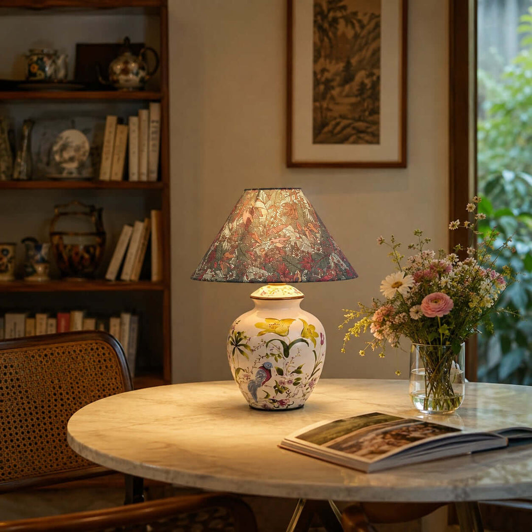 Kelmira Table Lamp | Traditional Bird and Botanical Accent Lamp
