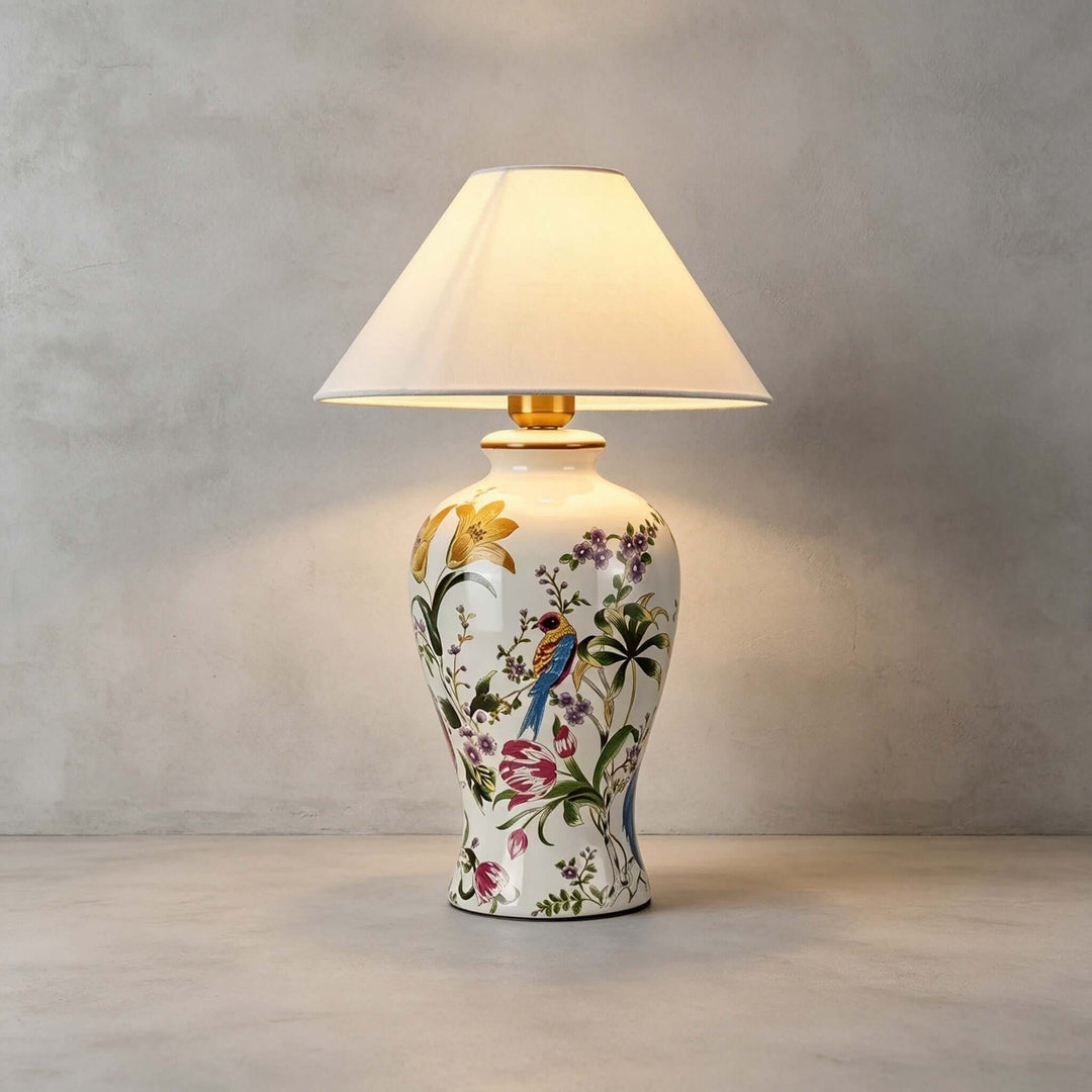 Kelmira Table Lamp | Traditional Bird and Botanical Accent Lamp