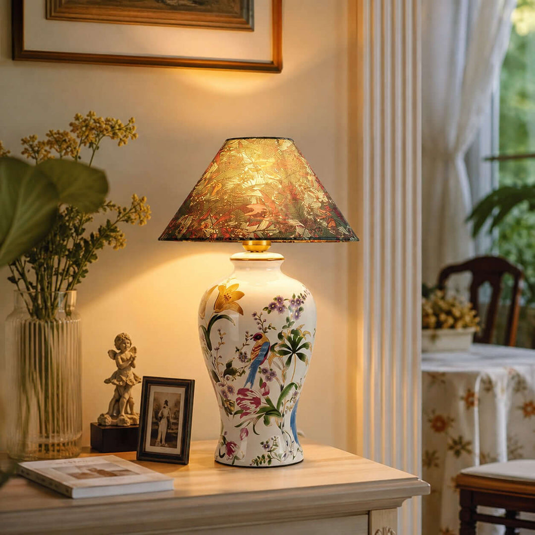 Kelmira Table Lamp | Traditional Bird and Botanical Accent Lamp