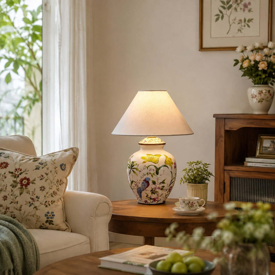 Kelmira Table Lamp | Traditional Bird and Botanical Accent Lamp