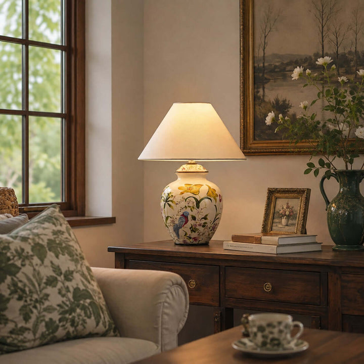Kelmira Table Lamp | Traditional Bird and Botanical Accent Lamp