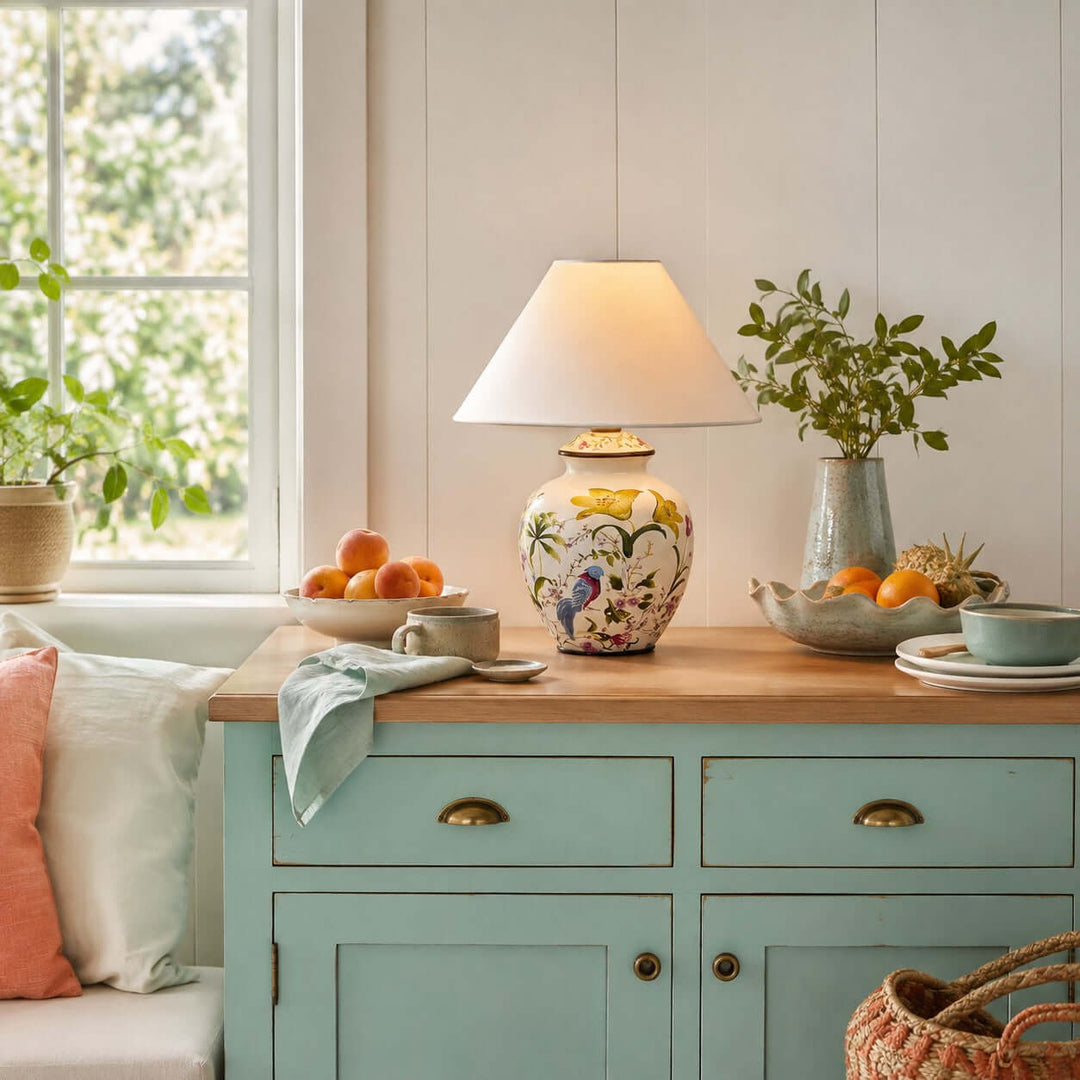 Kelmira Table Lamp | Traditional Bird and Botanical Accent Lamp