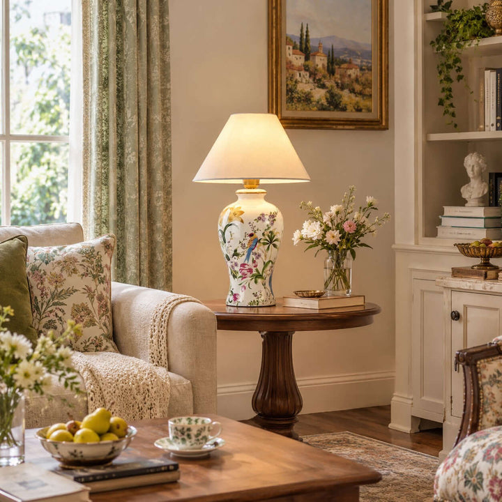 Kelmira Table Lamp | Traditional Bird and Botanical Accent Lamp