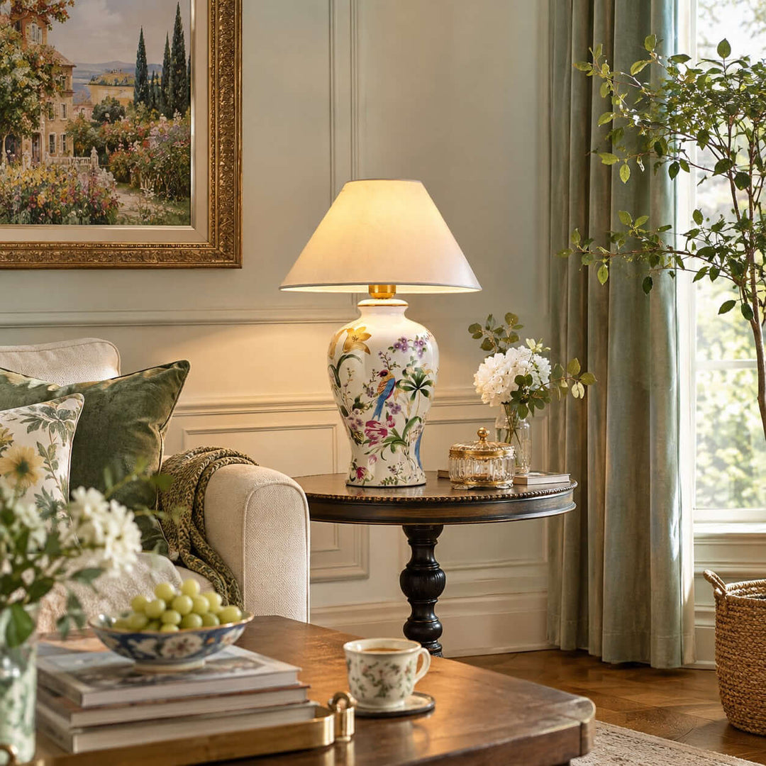 Kelmira Table Lamp | Traditional Bird and Botanical Accent Lamp