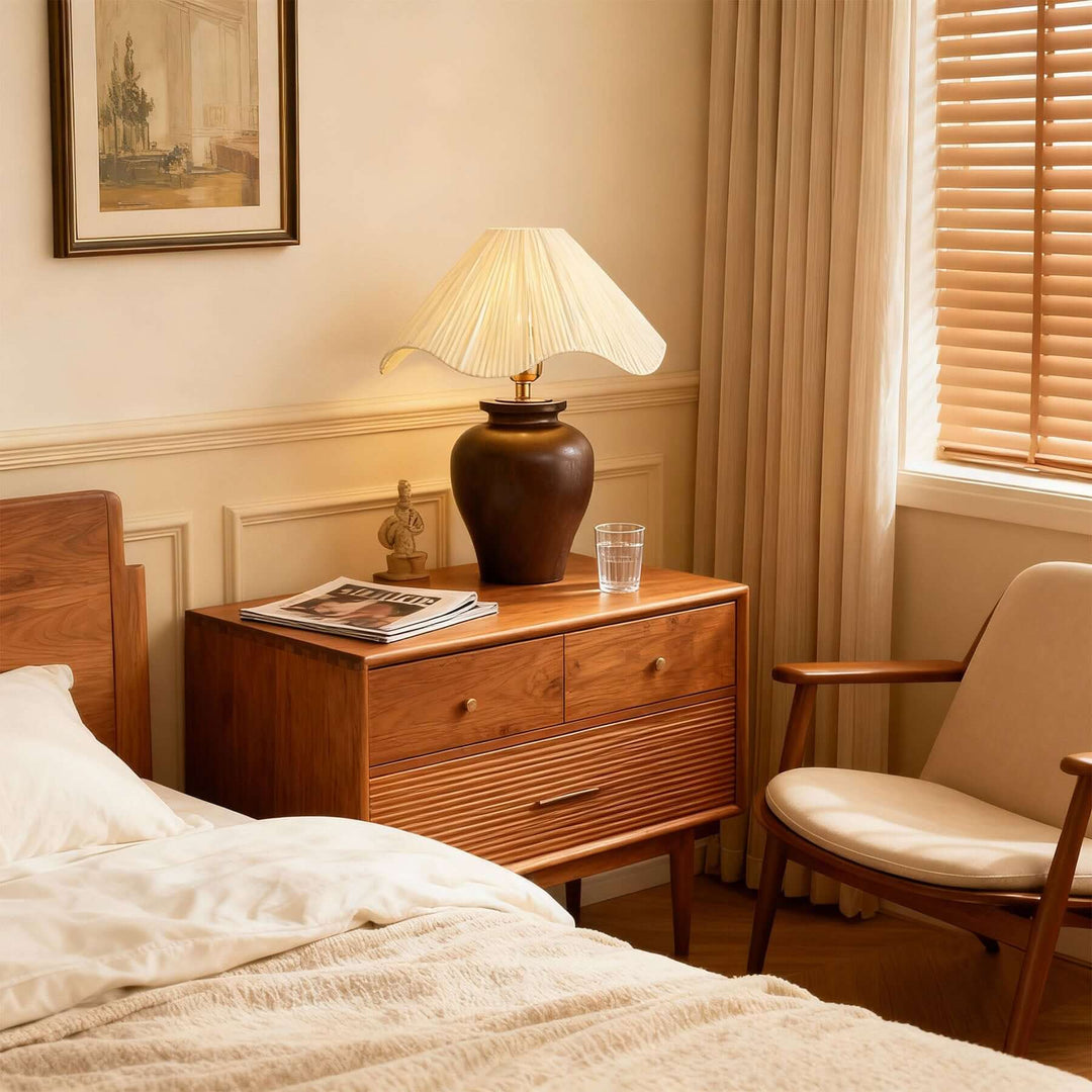 Keluno Table Lamp – Vintage Wabi-Sabi Wood & Raffia Lamp