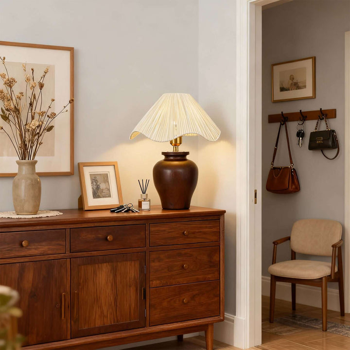 Keluno Table Lamp – Vintage Wabi-Sabi Wood & Raffia Lamp
