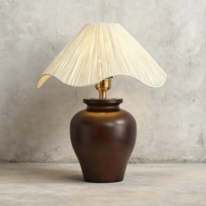 Keluno Table Lamp – Vintage Wabi-Sabi Wood & Raffia Lamp