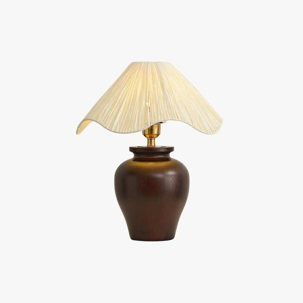 Keluno Table Lamp – Vintage Wabi-Sabi Wood & Raffia Lamp